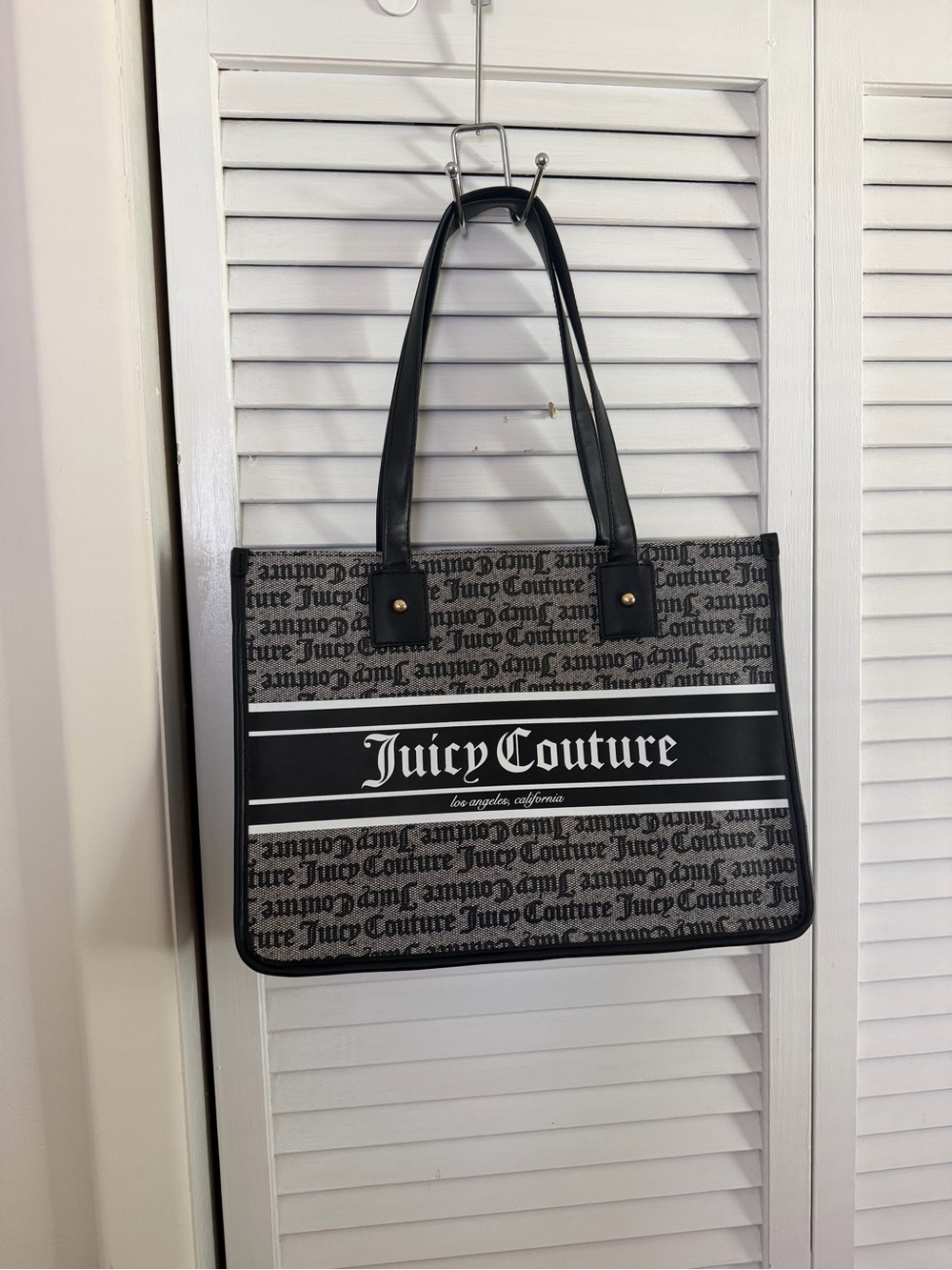 Juicy Couture Black and Gray Logo Tote Bag